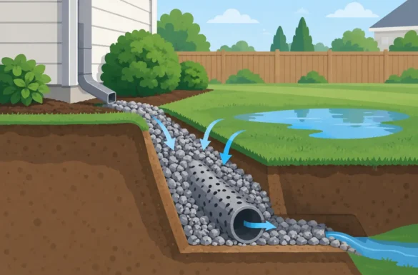 French Drain Installation That Solves Standing Water